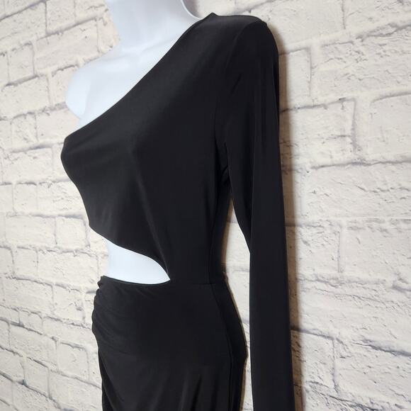 Nasty Gal Dress Womens Size 6 Black One Sleeve Center Cut Out - Picture 3 of 9